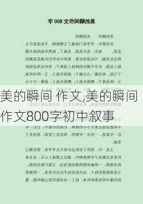 美的瞬间 作文,美的瞬间作文800字初中叙事