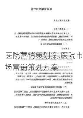 医院营销策划案,医院市场营销策划方案-第2张图片-二喜范文网