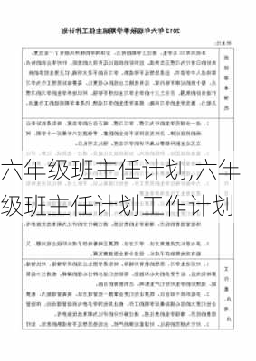 六年级班主任计划,六年级班主任计划工作计划