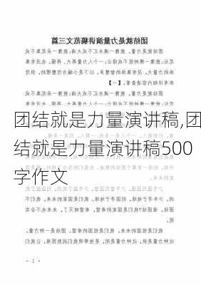 团结就是力量演讲稿,团结就是力量演讲稿500字作文-第2张图片-二喜范文网